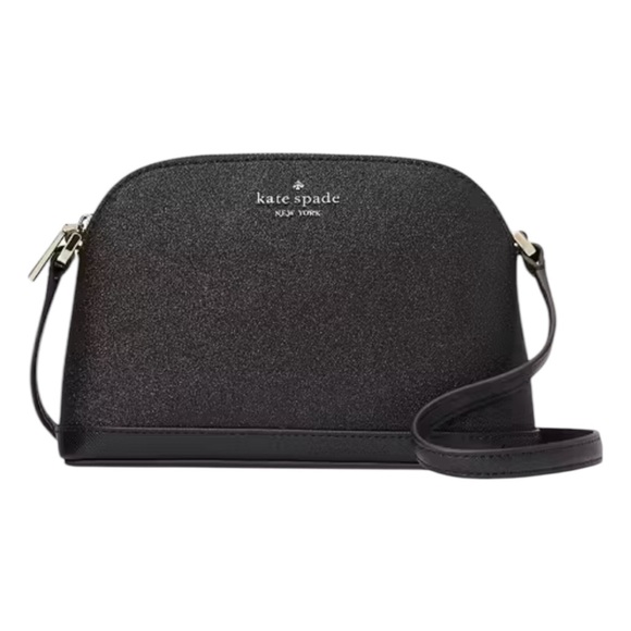 Kate Spade NWT Black Glitter Tinsel Small Dome Crossbody Bag - Picture 1 of 11